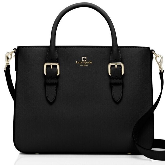kate spade Handbags - KATE SPADE Black Leather Tote Bag with CROSSBODY Strap, EUC